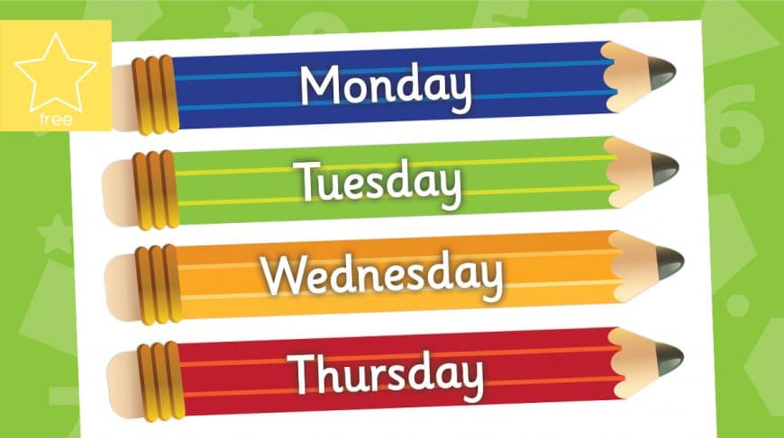 large days of the week pencils