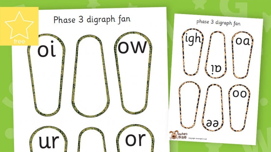 phonic digraphs letters and sounds animal skin fans