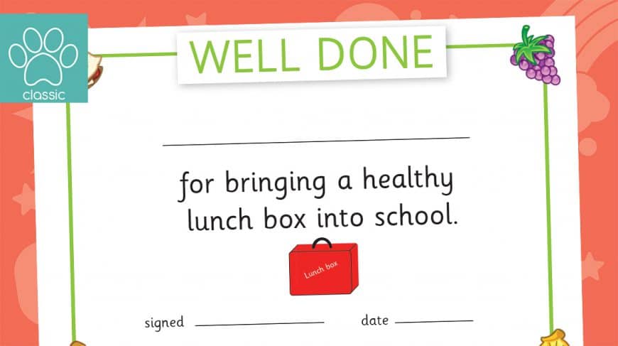 healthy lunchbox certificate