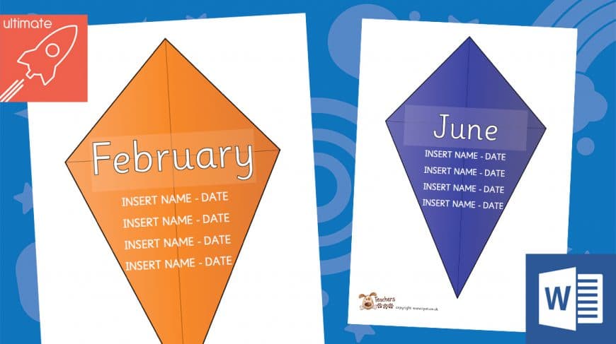 editable classroom birthday kites