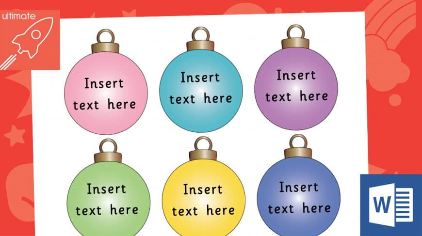 editable Christmas bauble labels